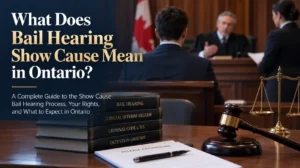 What does bail hearing show cause mean in Ontario, courtroom and Canadian bail hearing process