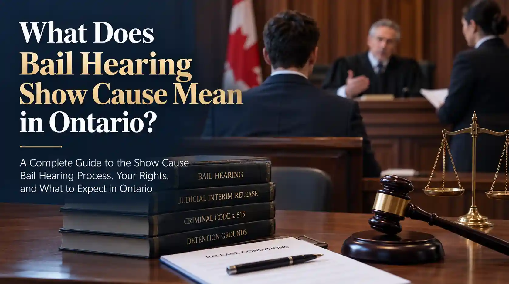 What does bail hearing show cause mean in Ontario, courtroom and Canadian bail hearing process