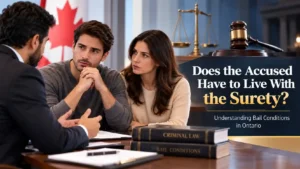 Does the accused have to live with the surety in Ontario bail conditions